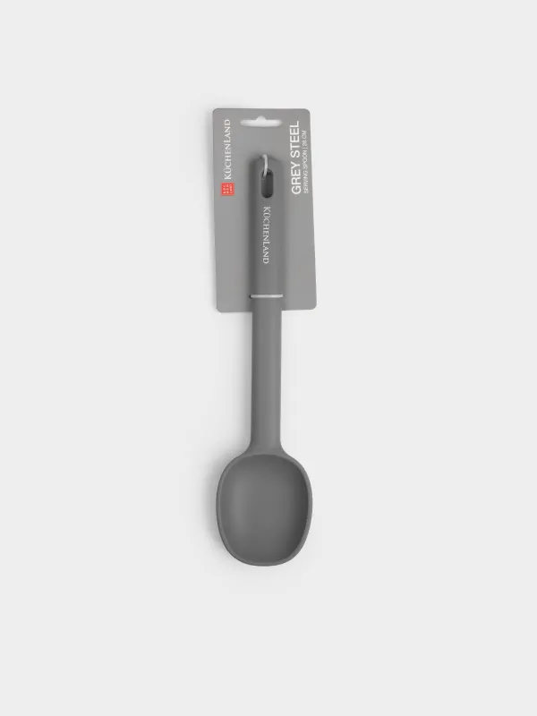 Serving spoon, 28 cm, silicone, grey, Grey steel, image-5