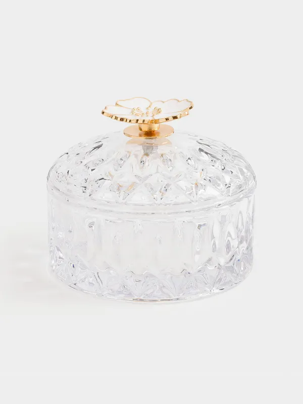 Storage container, 10x8 cm, ml, glass R / metal, Flower, Naiad, image-0