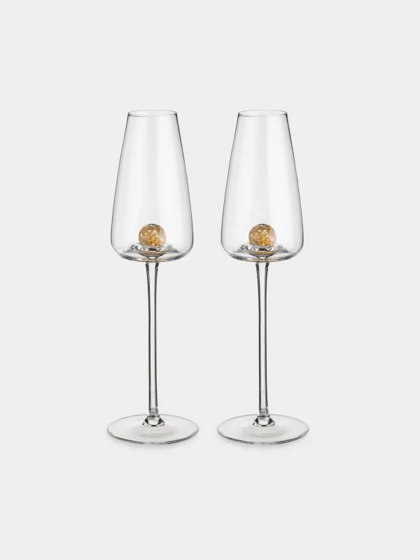 Drinking glass, 270 ml, 2 pcs, Crystal glass, Amber ball, Sorento, image-0