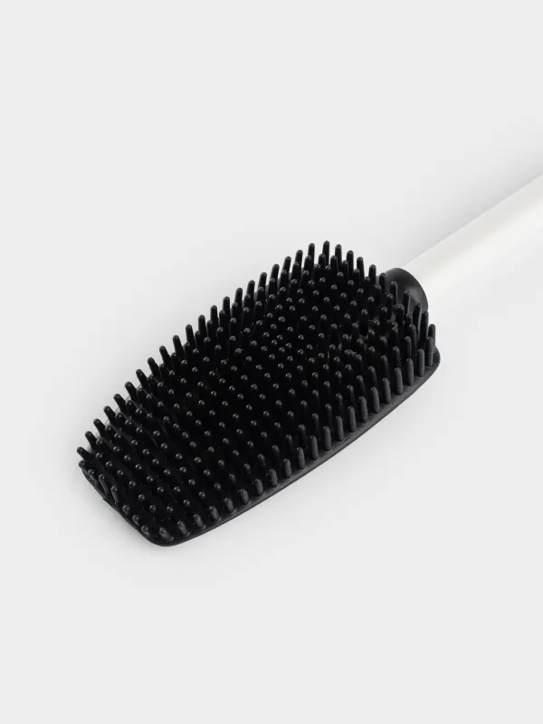 Toilet brush, 53 cm, with stand, rubber / metal, white, Vesta, image-3