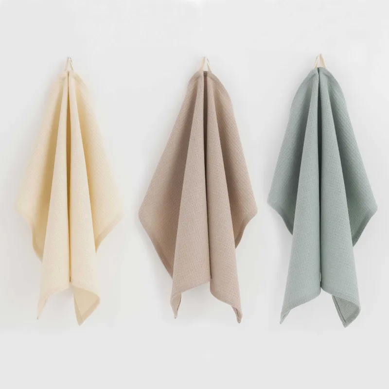 Kitchen towel, 40x60 cm, 3 pcs, cotton, menthol/brown / beige, Waffle, image-10