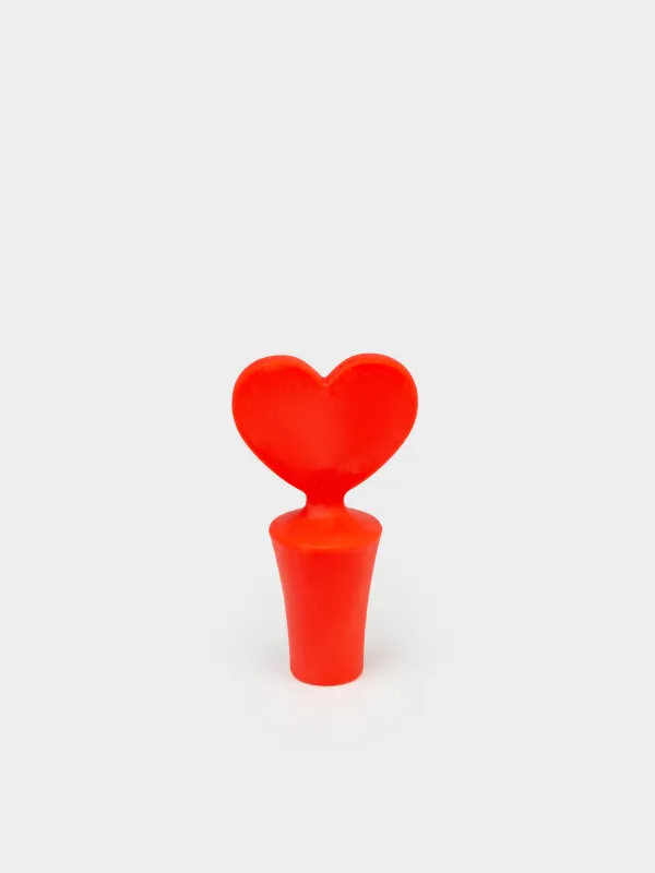 Bottle stopper, 7 cm, silicone, red, Heart, Manny, image-1