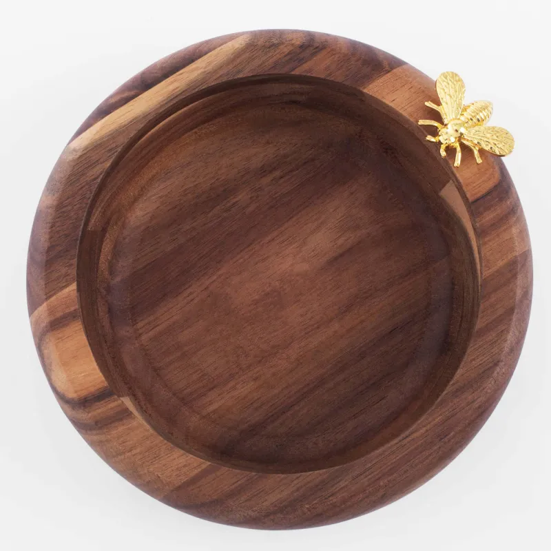 Decorative dish, 19 cm, wood/metal, Bee, Honey, image-2