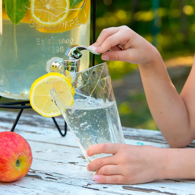 Beverage dispenser, 4 l, on stand, glass R / metal, Black, Berry, image-3