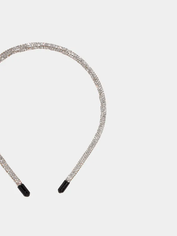 Hair band, 12x14 cm, plastic, silver, Crystals, Jewelry crystal, image-1