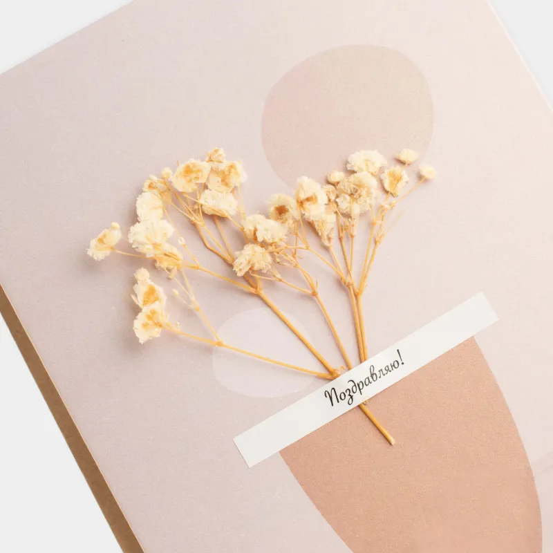 Gift envelope, 12x17 cm, paper, milky, Dried flowers, Congrats, image-6