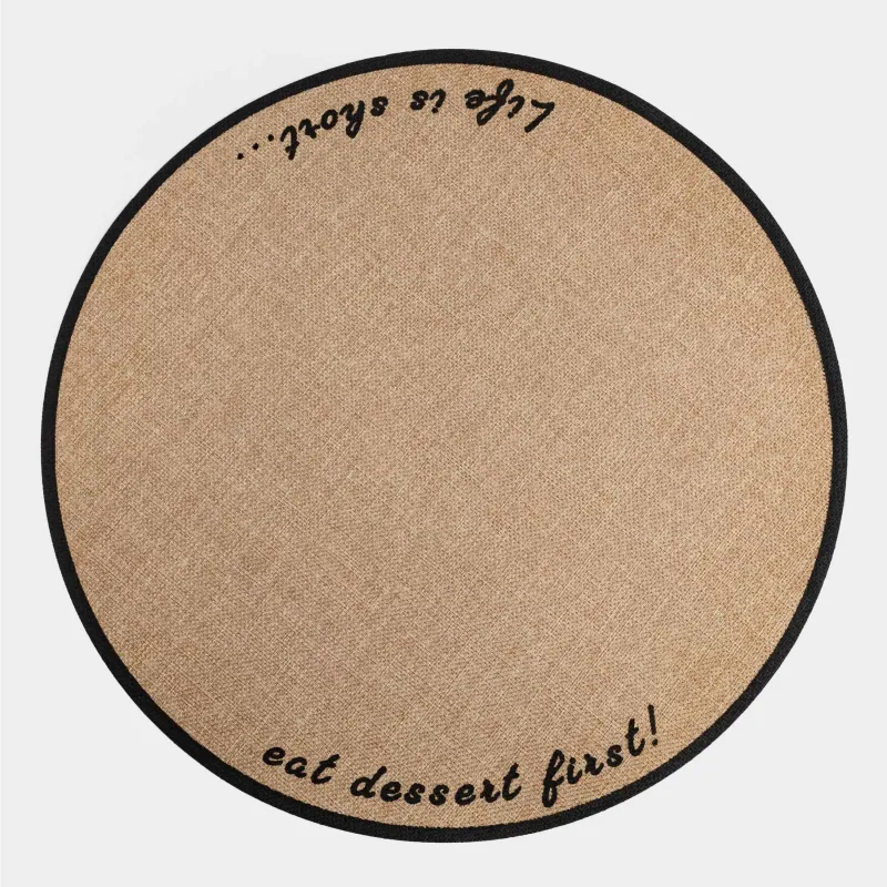 Placemat, 38 cm, polyester, round, sand, Outline