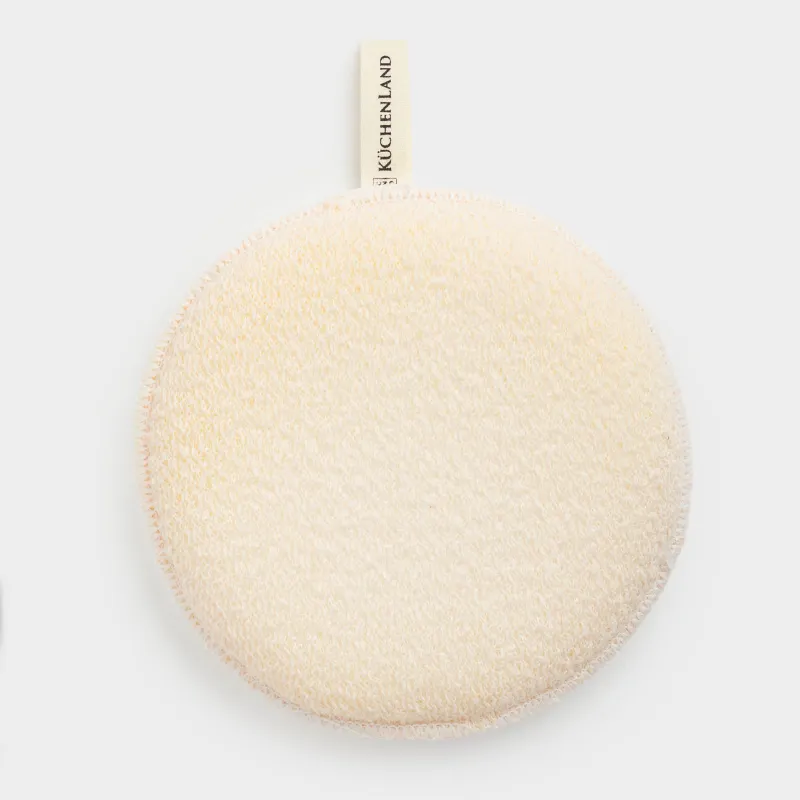 Face and body washcloth, 13 cm, with holder, nylon / cotton, beige, Unique spa