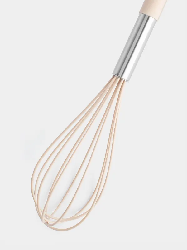 Whisk, 34 cm, silicone / steel, gray-beige, Metallic, image-2