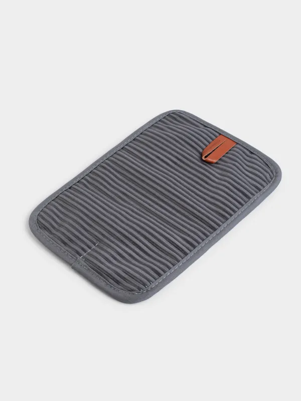 Potholder, 26x18 cm, cotton / silicone, graphite, Bakery striped, image-1