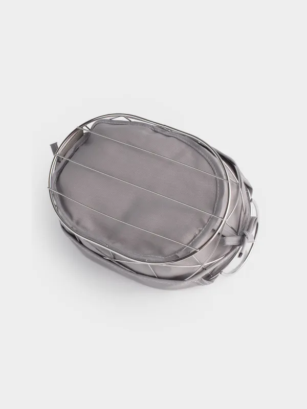 Bread basket, 28x20 cm, cotton/metal, oval, gray/silver, Twist silver, image-5