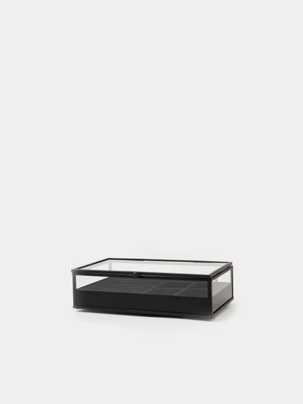Jewelry box, 21x13 cm, glass / metal, black, Collection, image-0