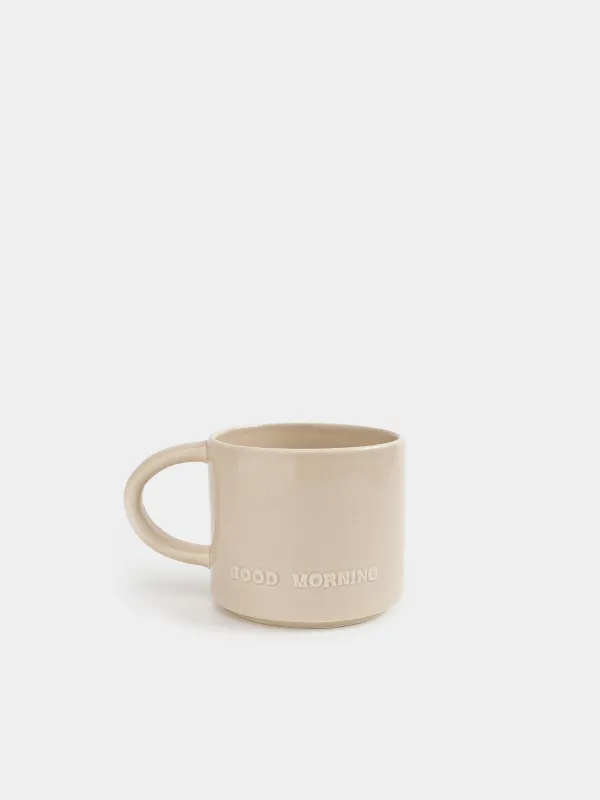 Mug, 450 ml, ceramics, beige, Good morning, Great day, image-2