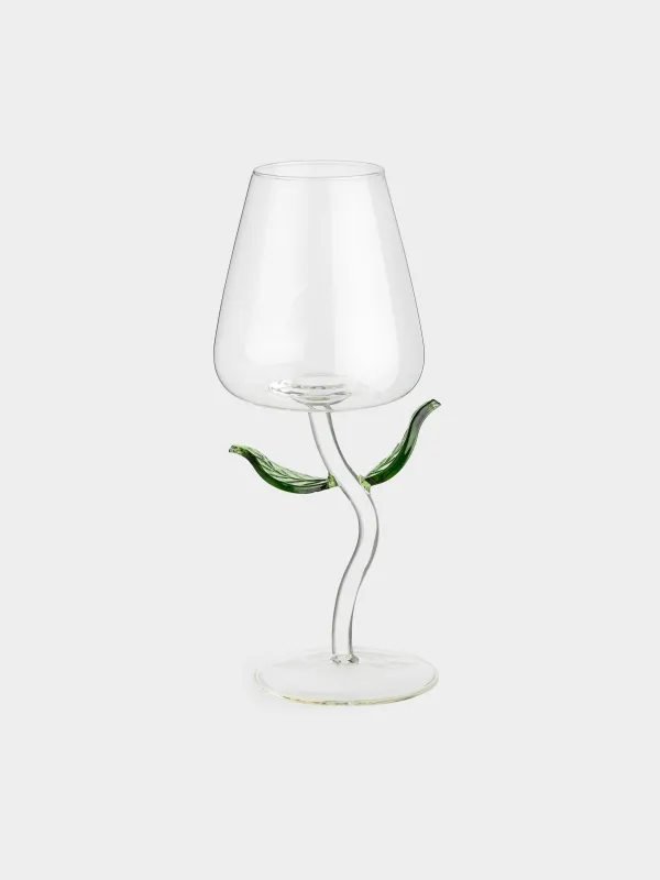 Drinking glass, 470 ml, Glass, Green leaves, Shape, image-0