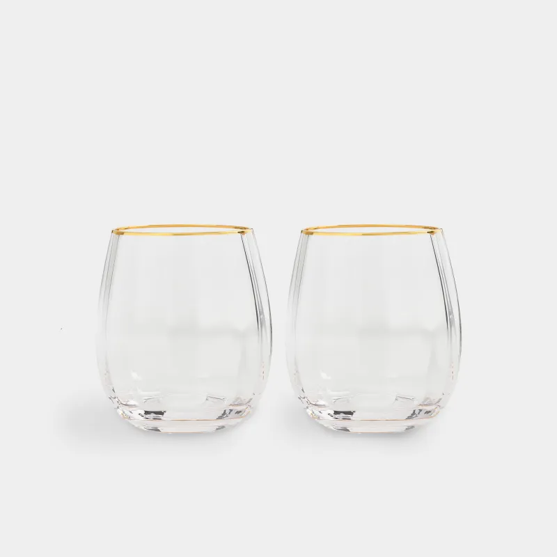 Glass, 10 cm, 450 ml, 2 pcs, glass R, with golden edging, Filo R gold
