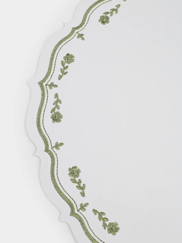 Placemat, 38 cm, PVC / polyester, shaped, milky, Vintage flowers, Rock embroidery, image-2