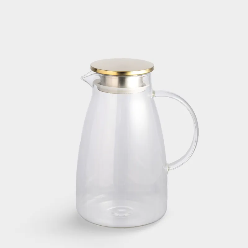 Jug, 2 l, with filter lid, glass B / steel, golden, Classic gold