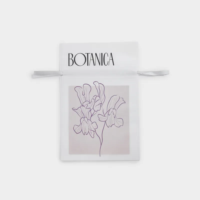 Gift bag, 20x30 cm, with drawstrings, polypropylene, white, Flower, Botanica