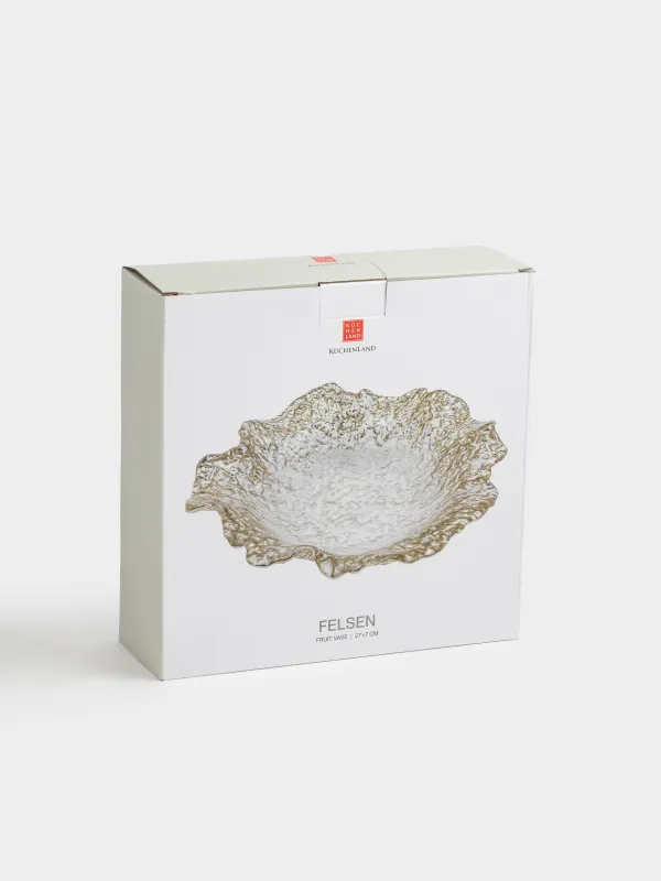 Fruit vase, 28x7 cm, glass R, champagne, Wavy edges, Felsen, image-4