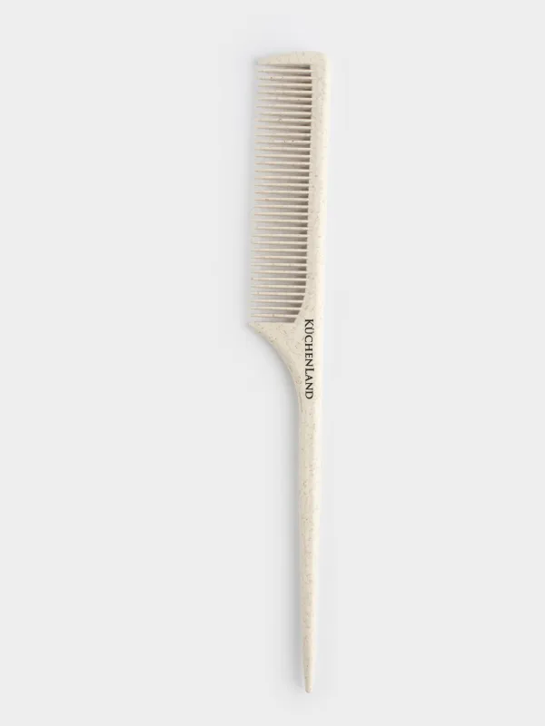 Hair comb, 23 cm, with a ponytail, vegetable fiber / plastic, Beige, Comb, image-0