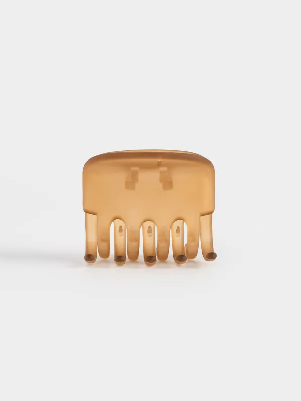 Hair clip, 6 cm, plastic / metal, brown, Crab, Hair basic, image-0