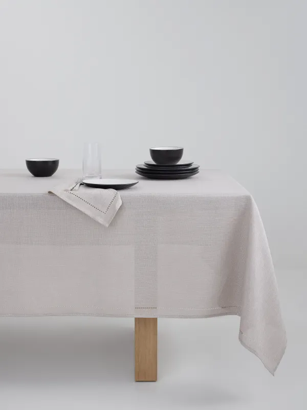 Tablecloth, 160x160 cm, polyester, beige, Hemstitch, image-0