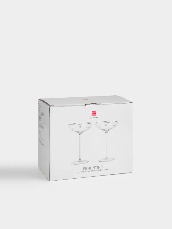 Drinking glass, 250 ml, 2 pcs, crystal glass, with silver edging, Ferentino, image-4