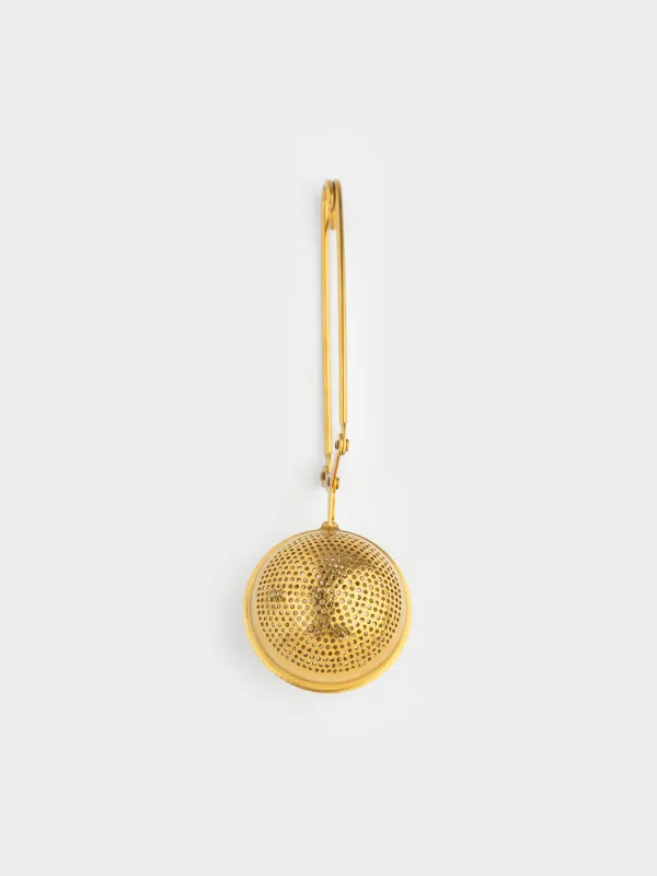 Tea strainer, 17 cm, steel, golden, Ball, Delight color, image-2