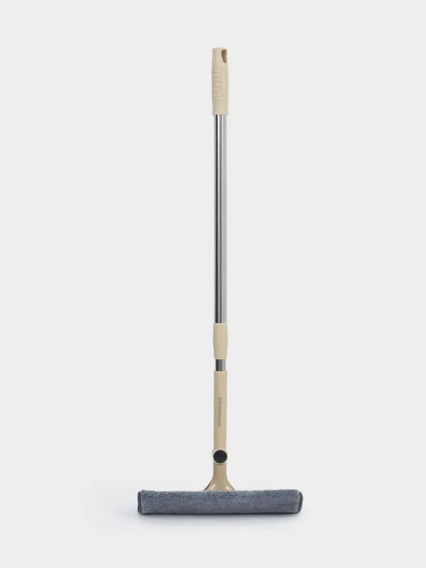Window cleaning mop, with rag and scraper, beige, Clean, image-1