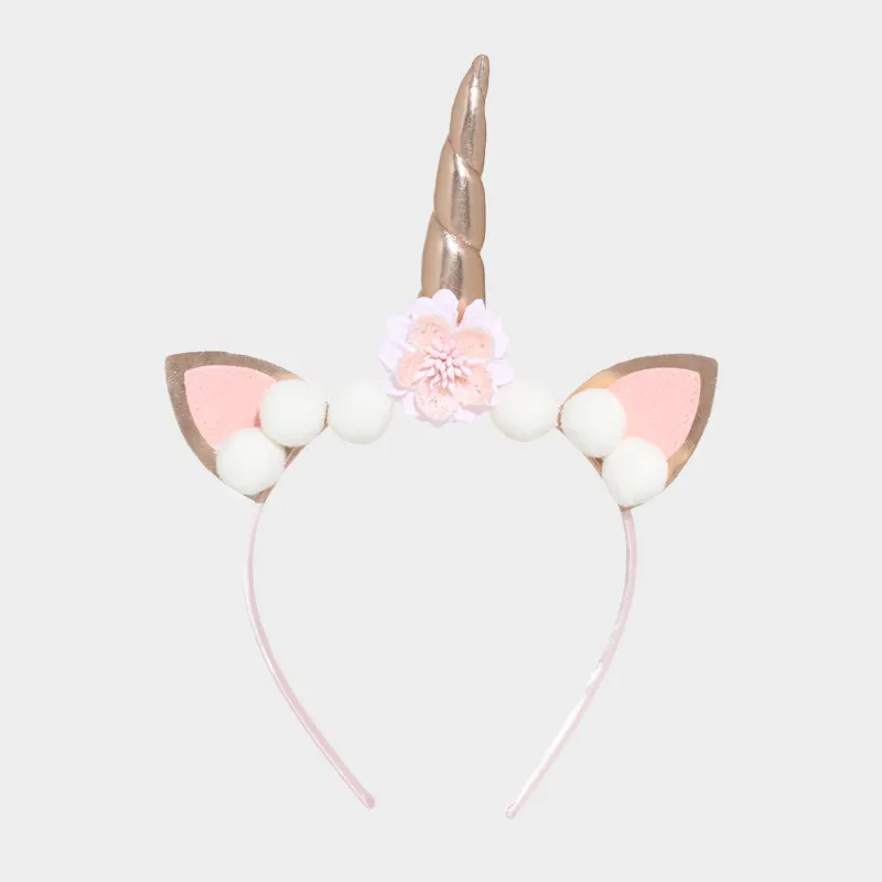 Carnival band, 12x13 cm, polyester / plastic, Pink, Unicorn, Unicorn