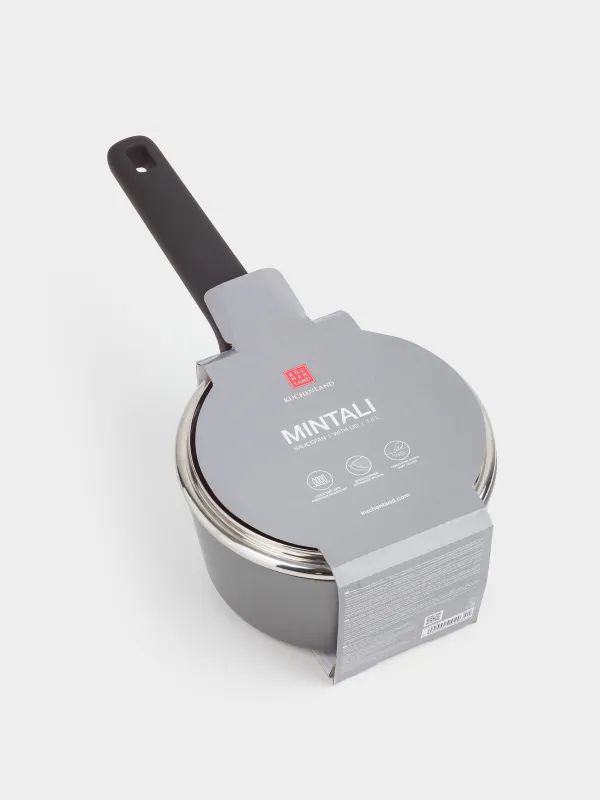Saucepan, 16 cm, 1.5 l, with lid, coated, aluminum, grey-black, Mintali, image-6