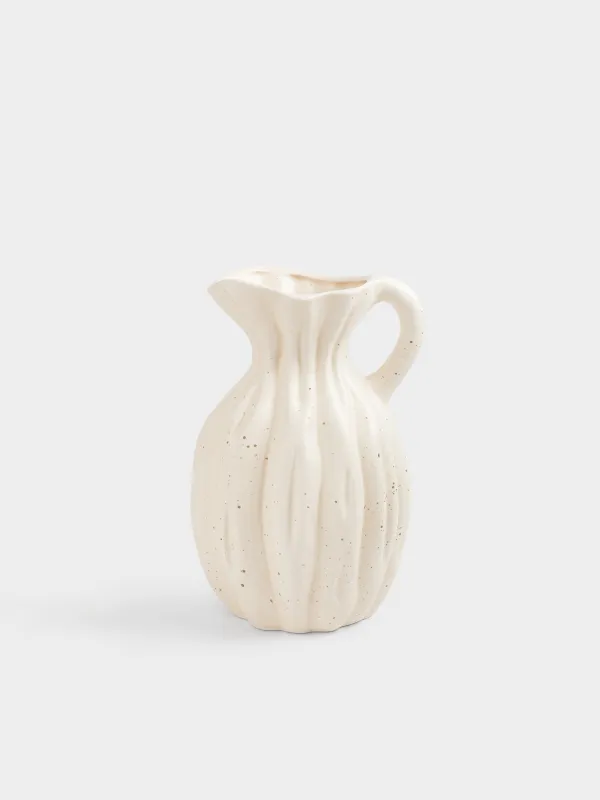 Flower vase, 25 cm, with handle, ceramic, milk, speckled, jug, Golden glow, image-0