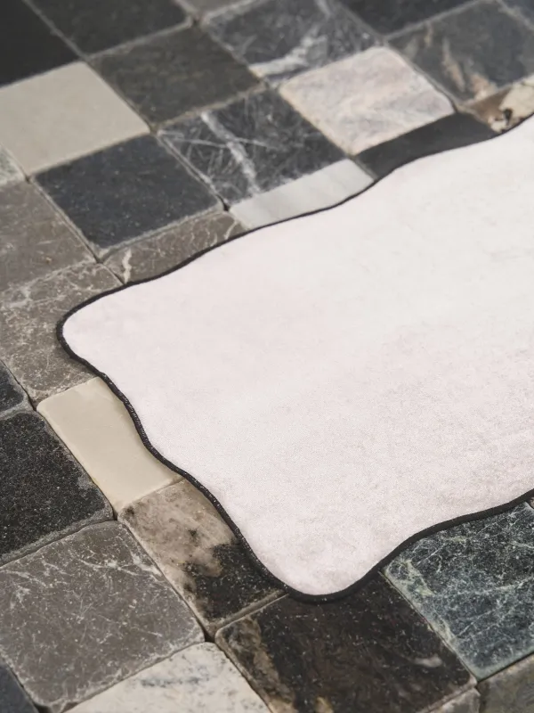 Placemat, 30x45 cm, chenille, curly, milky, Black edging, Chenill framed, image-7