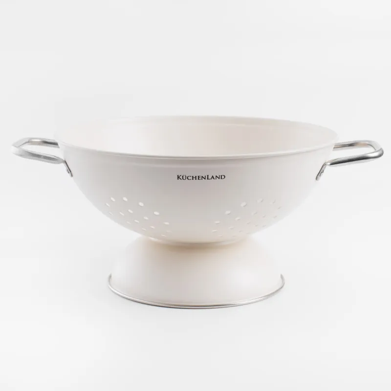 Colander, 24 cm, with two handles, on a stand, metal, milk, Course