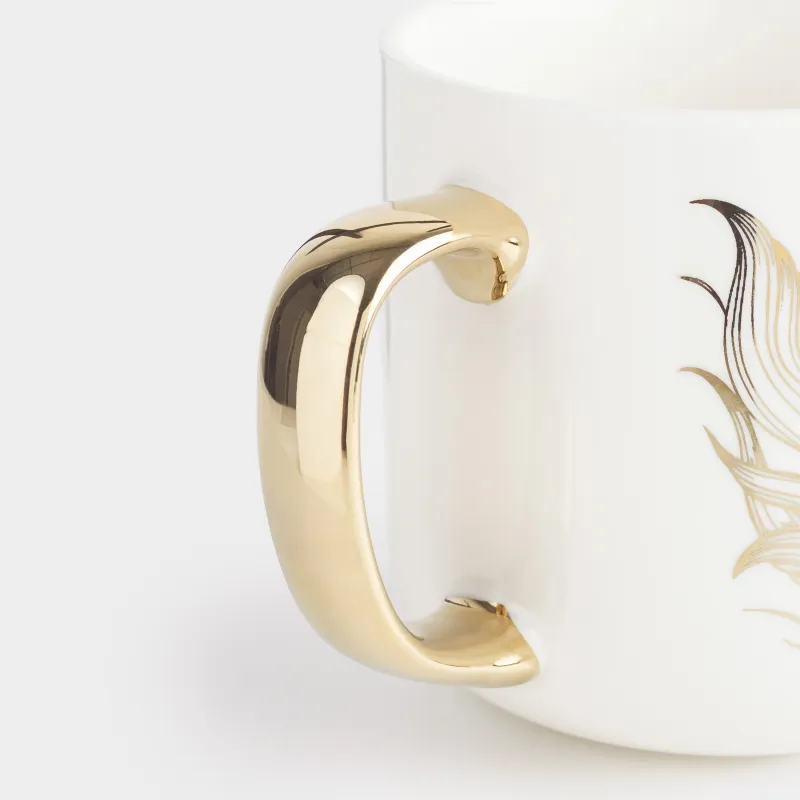 Mug, 400 ml, porcelain N, white-gold, Fish, Goldfish, image-5