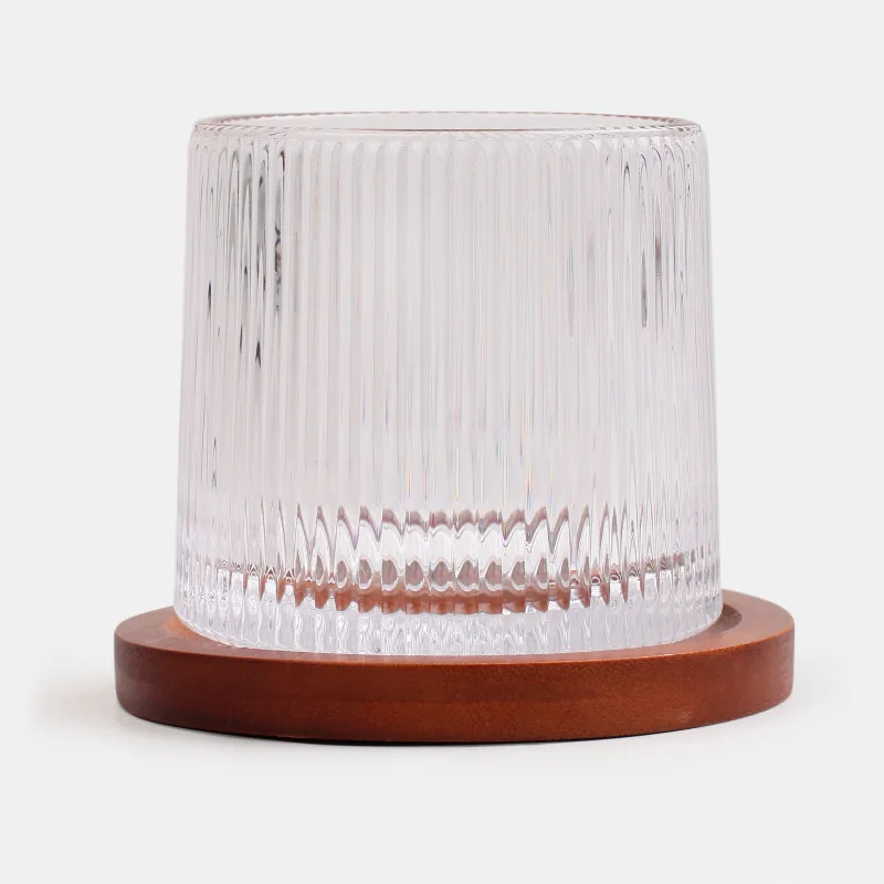 Drinking glass, 9 cm, 260 ml, on a stand, glass R / wood, Ribby, image-1