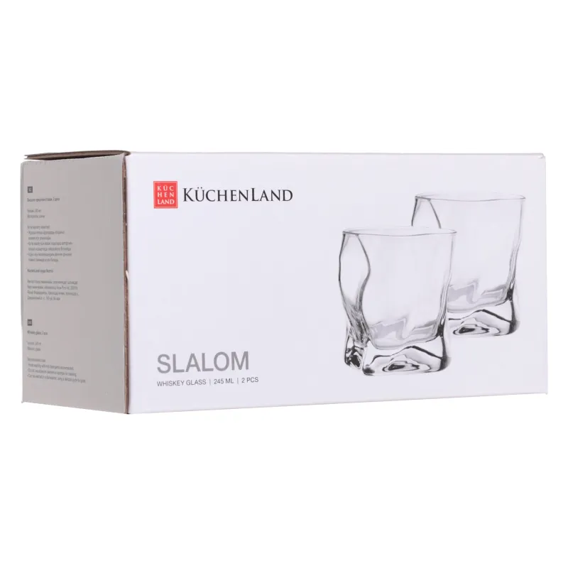 Drinking glass, 8 cm, 245 ml, 2 pcs, glass, Slalom, image-1