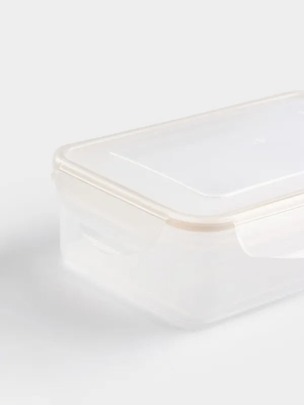 Container, 800 ml, with clips, plastic / silicone, rectangular, beige, Roomy clip, image-2