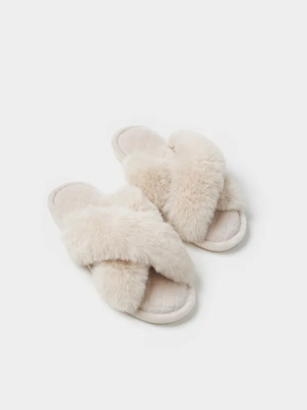 Slippers for women, home, size 36-37, polyester, beige, Tape, image-3