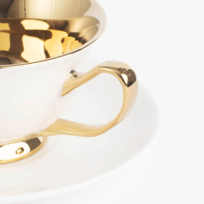 Tea pair, 220 ml, 1 person, 2 items, porcelain N, golden milk, Elegant gold, image-1