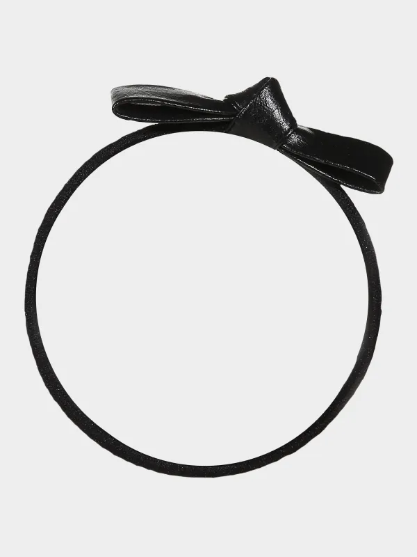 Elastic band for hair, 6 cm, 2 pcs, polyurethane, black, Bow, Gracile, image-1
