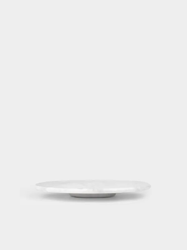 Serving dish, 30 cm, rotating, marble, white, Marble, image-0