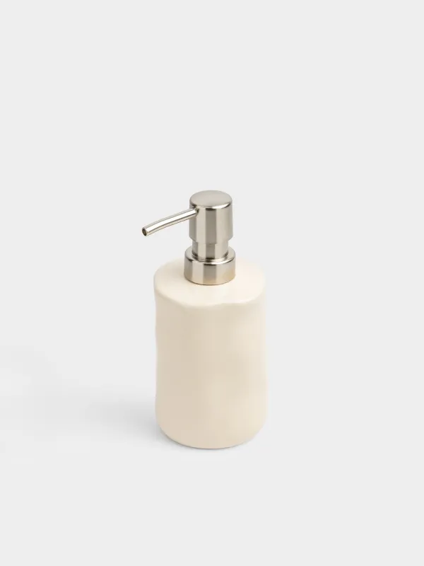 Liquid soap dispenser, 300 ml, porcelain/plastic, milky, Kaolin, image-2