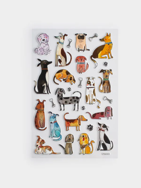 Sticker set, 21x14 cm, 27 pcs, Disposable, PVC / Epoxy resin, Dogs, Dog, image-0
