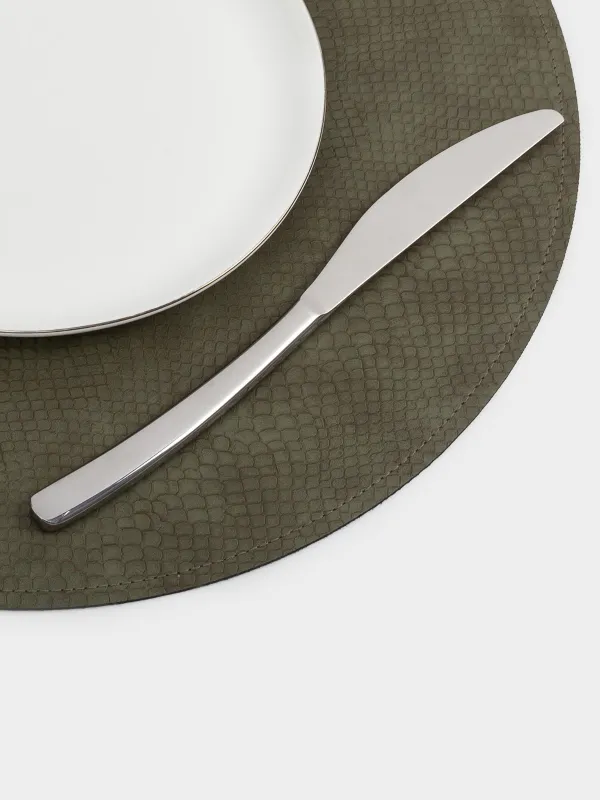 Placemat, 38 cm, double-sided, PVC, round, green/brown, Snake scales, Rock, image-5