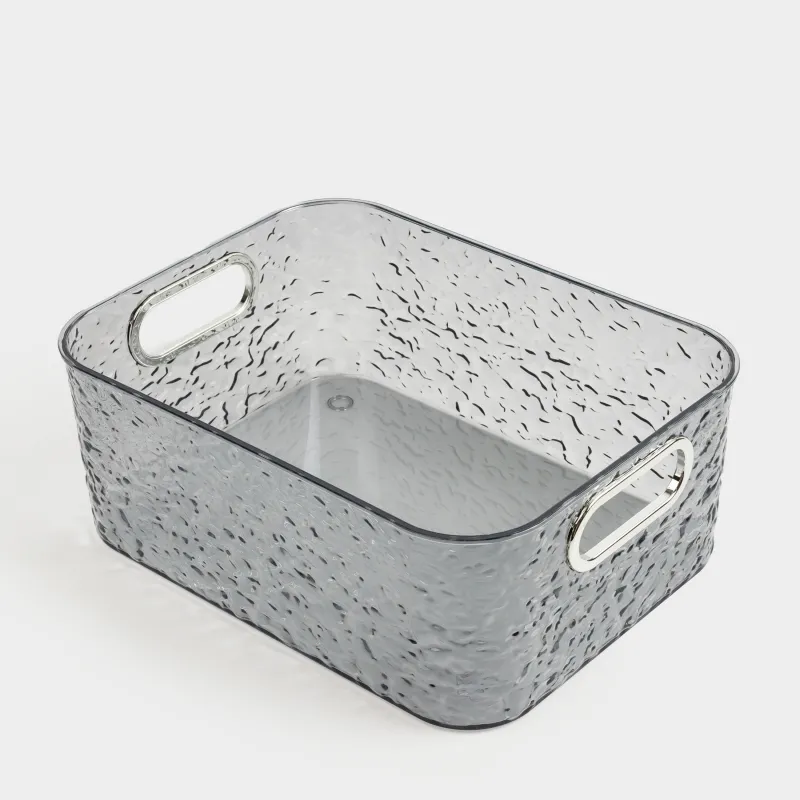 Organizer box, 27x21x10 cm, household, with handles, plastic, gray, Renaissance clear, image-3