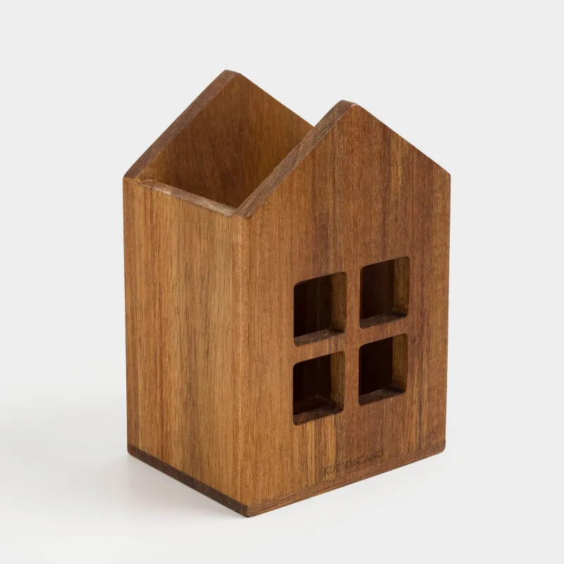 Kitchen accessories stand, 15 cm, with handles, wood, house, Noble tree, image-1