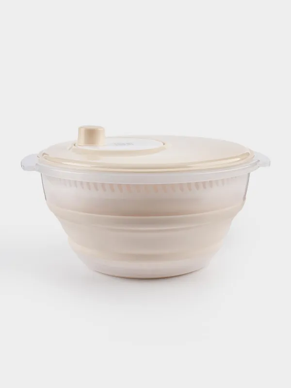 Vegetable dryer, 30 cm, mechanical, foldable, plastic / rubber, gray-beige, Foldaway, image-1