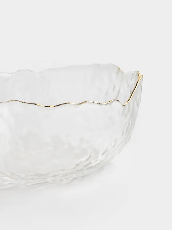 Salad bowl, 17x7 cm, 850 ml, glass, with golden edging, Nautilus gold, image-4