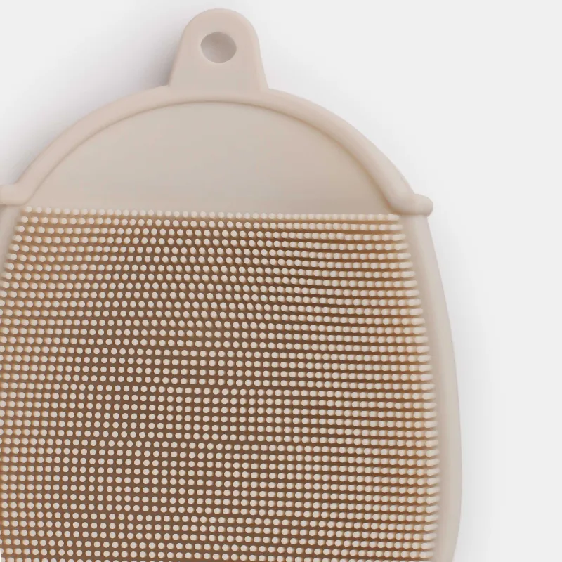 Body wash mitten brush, 13 cm, double-sided, silicone, beige, Bath, image-4